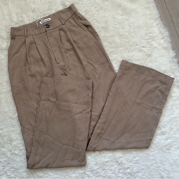 Reformation Mason Pant High Waist Trousers Relaxed Wide Leg Khaki 4 NWT New - Picture 1 of 12